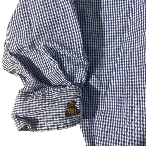 Hartstrings Blue & White Plaid Collared Button Up Onesie Baby Sz 12M - Picture 6 of 8